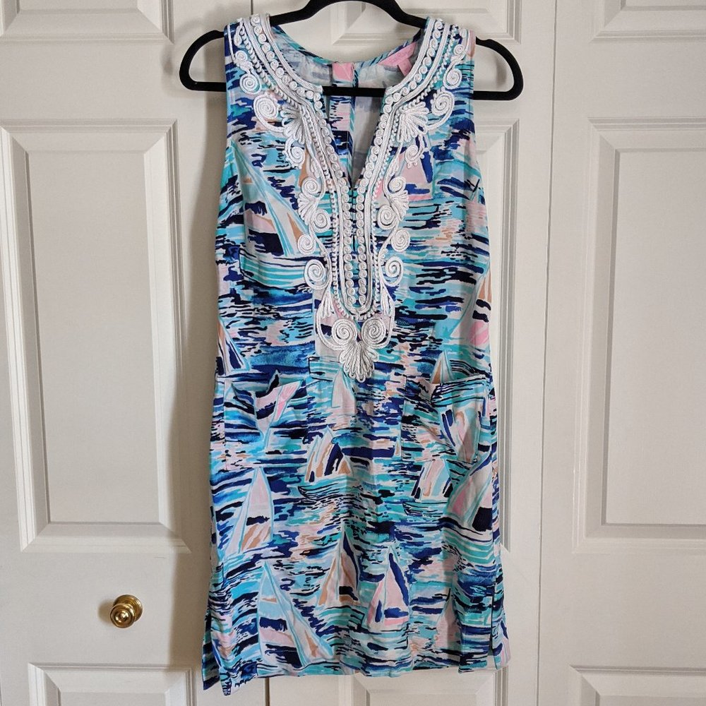Lilly Pulitzer Shift Dress with Embroidered Neck
